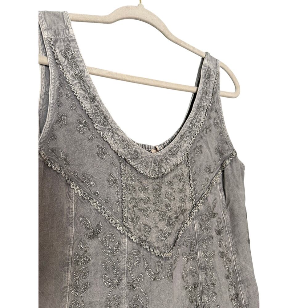 Soft Surroundings Gray Embroidered Ruffle Tank - Picture 6 of 7
